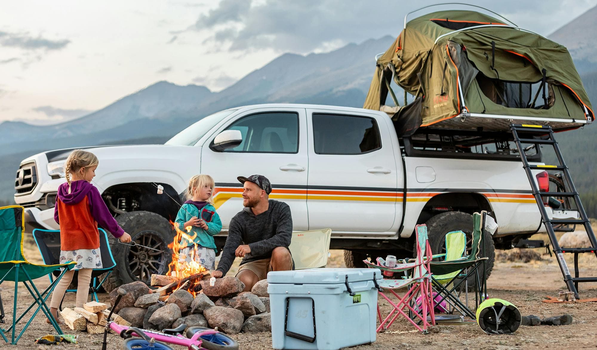 Kuat IBEX Mid Height Truck Rack with 4 person rooftop tent