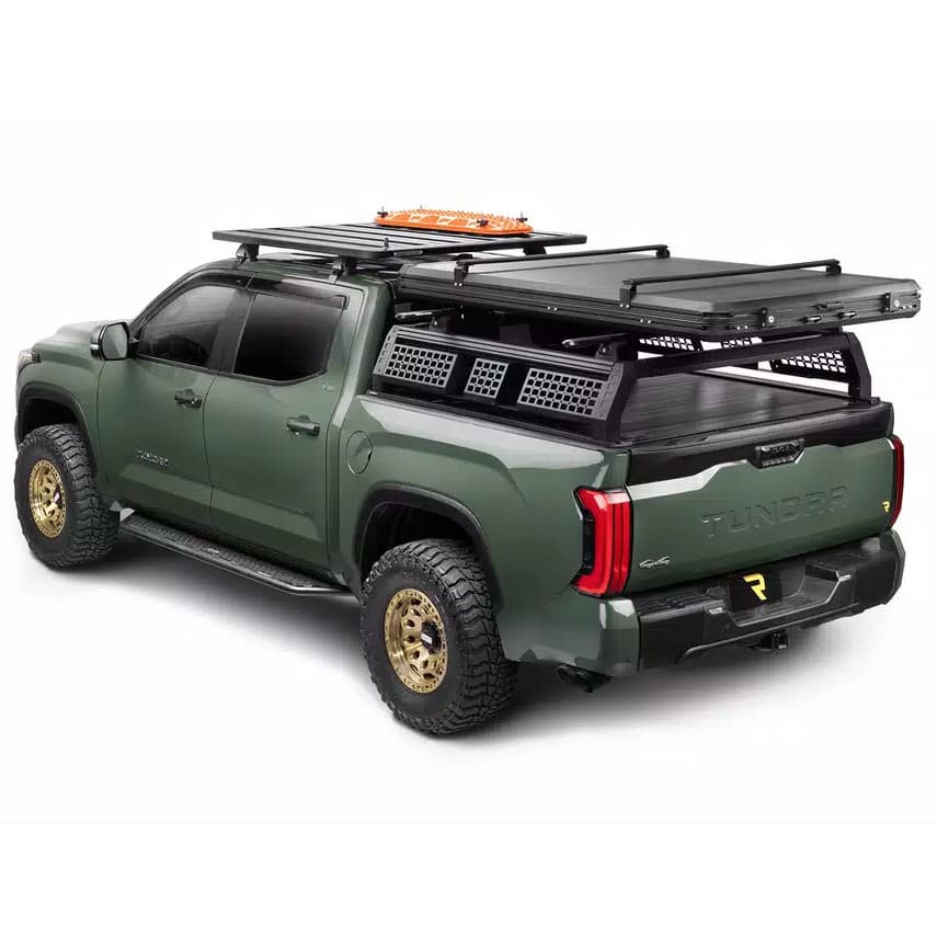 GoTent on back of truck closed angled view