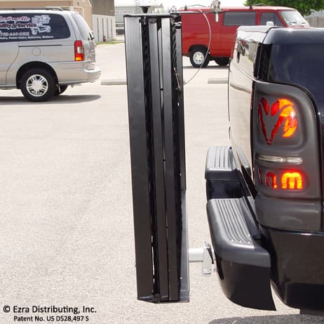 versahaul mobility scooter installed on back of truck folded up when not in use