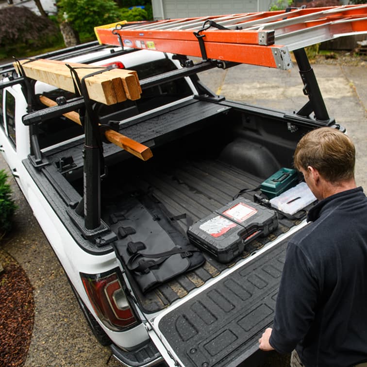 Overhaul HD truck rack and RetraxPro XR bed cover opened all the way
