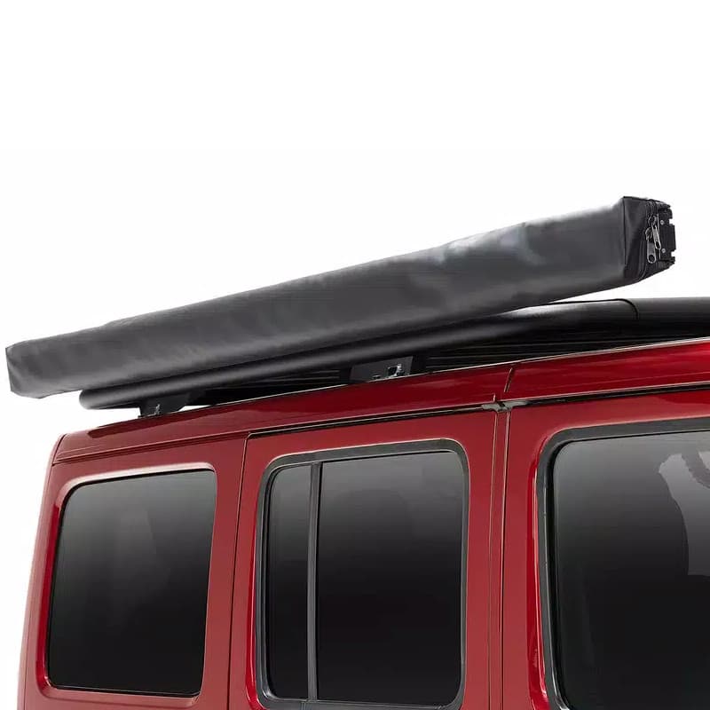 Overland Awning Closed on jeep up close