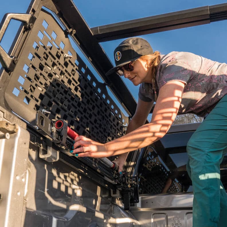 Kuat IBEX Jack Mount Mounted to the IBEX Truck Rack