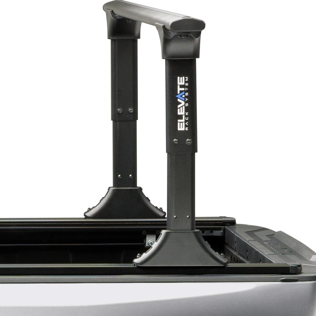 RetraxOne XR Tonneau Cover and TruXedo Elevate Truck Rack Side View Close Up of Upright