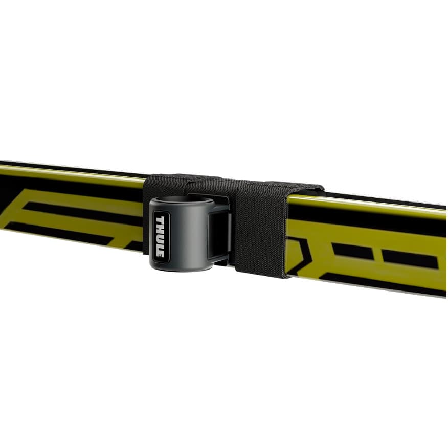 close-up of skiclick holding a set of cross-country skis